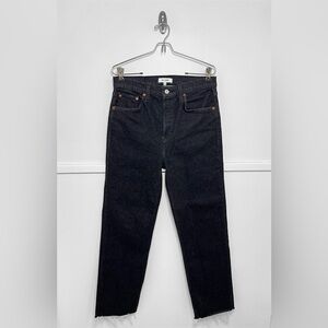 Re/Done 70s Stove Pipe High-Rise Stretch Crop Jeans in Washed Noir